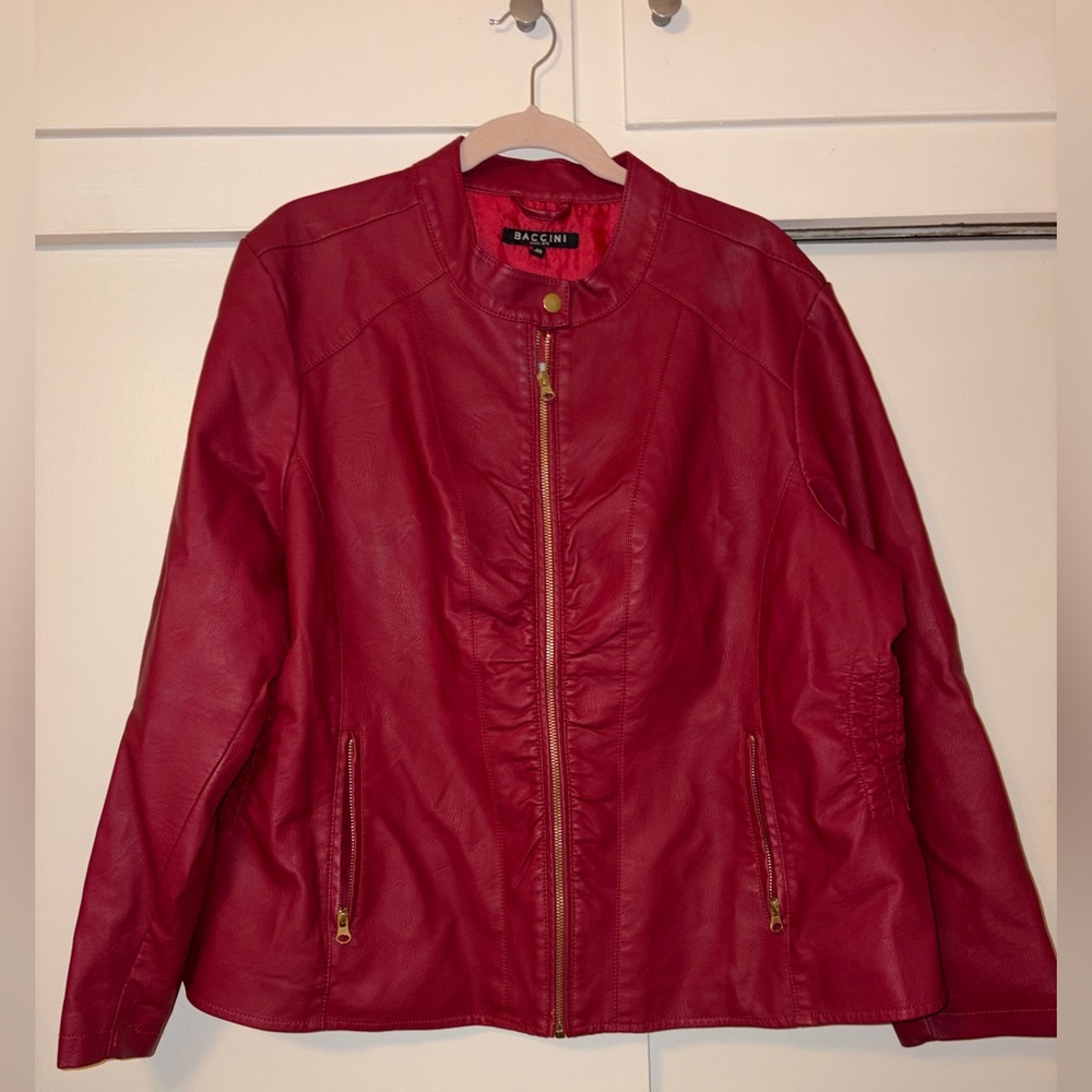 Baccini Women's Vibrant Red Leather Jacket 3X GUC